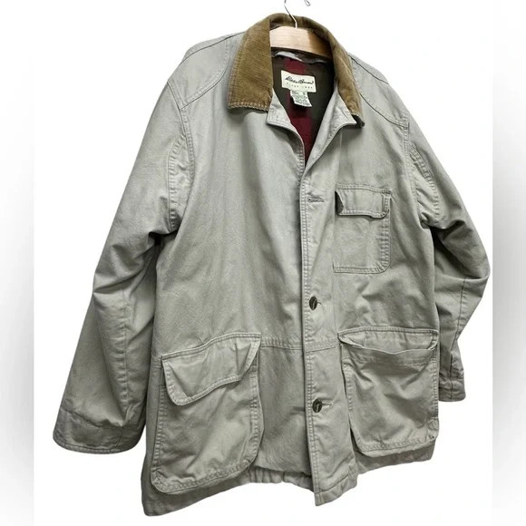 Vintage Eddie Bauer Chore Barn Coat Goose Down Liner Men’s Sz M Corduroy Collar - Picture 2 of 15